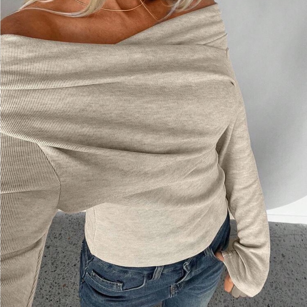 Amazon Off-Shoulder Beige Top